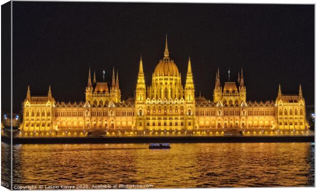 Hungarian Parliament Building - Budapest Canvas Print by Laszlo Konya