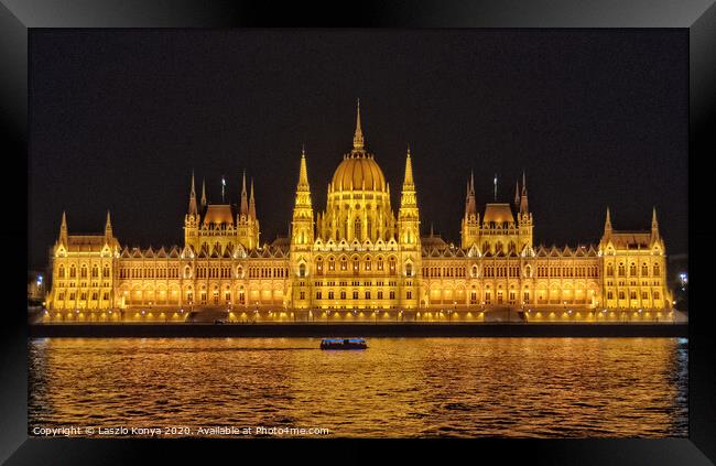 Hungarian Parliament Building - Budapest Framed Print by Laszlo Konya