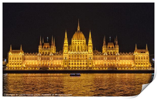 Hungarian Parliament Building - Budapest Print by Laszlo Konya