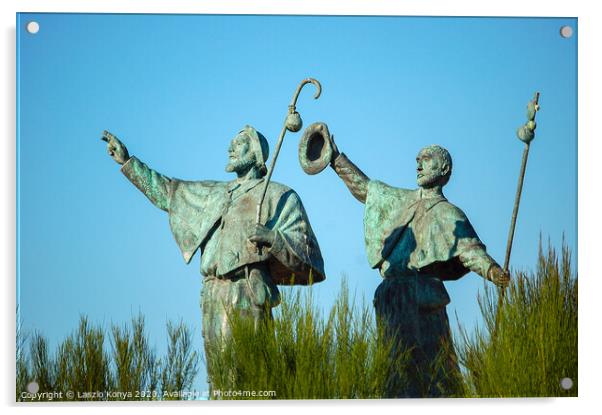 Statue of Pilgrims - Santiago de Compostela Acrylic by Laszlo Konya