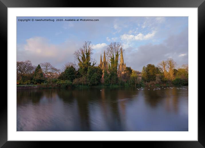Lichfield Cathedral By The Minster Pool Framed Mounted Print by rawshutterbug 