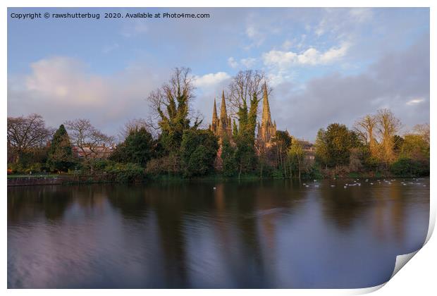 Lichfield Cathedral By The Minster Pool Print by rawshutterbug 
