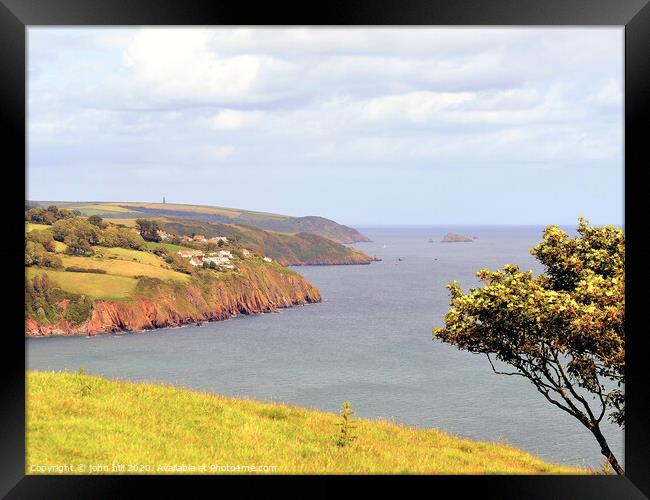 Coastline of South  Devon from the cliff coast path. Framed Print by john hill