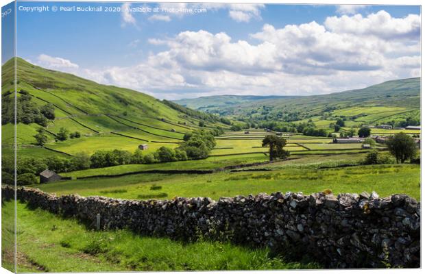 Upper Swaledale valley in Yorkshire Dales Canvas Print by Pearl Bucknall