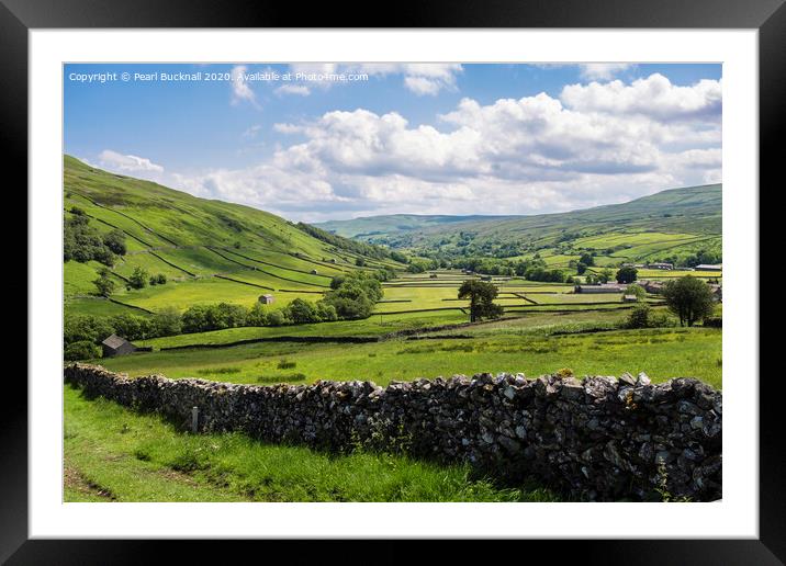 Upper Swaledale valley in Yorkshire Dales Framed Mounted Print by Pearl Bucknall