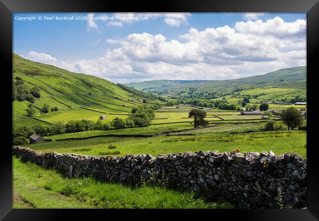 Upper Swaledale valley in Yorkshire Dales Framed Print by Pearl Bucknall