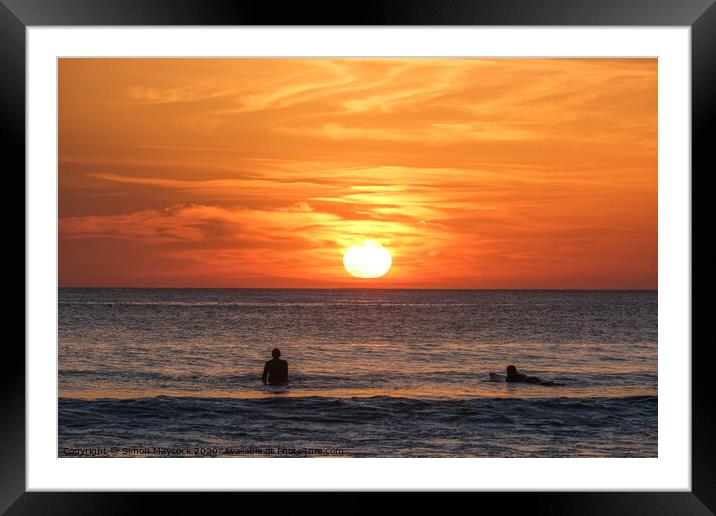 Sunset Surfers #1 Framed Mounted Print by Simon Maycock
