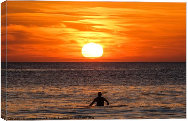 Sunset Surfer Canvas Print by Simon Maycock