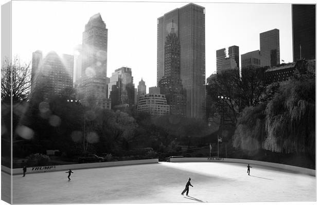 Ice Skating - Central Park Canvas Print by Simon Wrigglesworth
