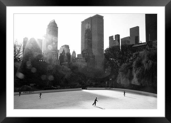 Ice Skating - Central Park Framed Mounted Print by Simon Wrigglesworth