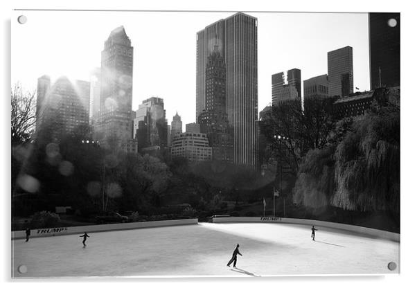 Ice Skating - Central Park Acrylic by Simon Wrigglesworth