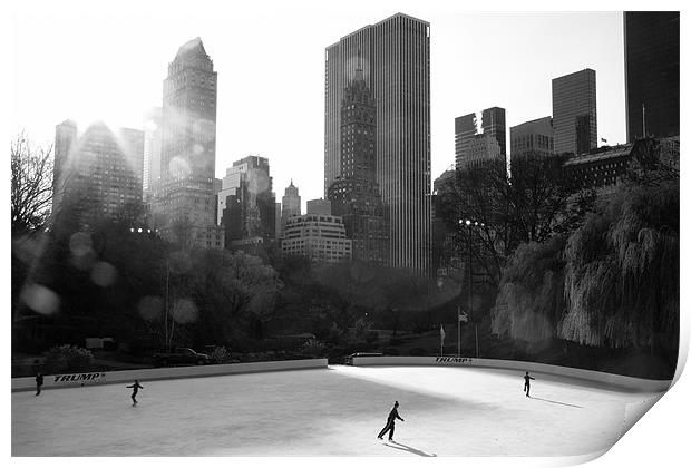 Ice Skating - Central Park Print by Simon Wrigglesworth