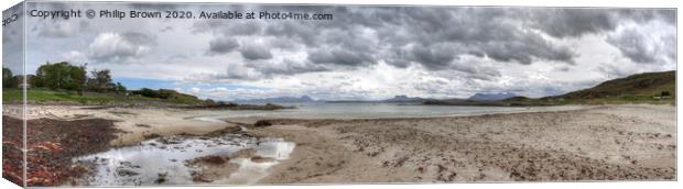 Mellon Udrigle Beach, Low shot looking towards Mountains Canvas Print by Philip Brown