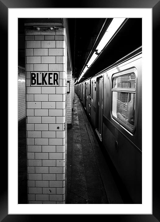 Bleecker Street platform - New York Framed Mounted Print by Simon Wrigglesworth