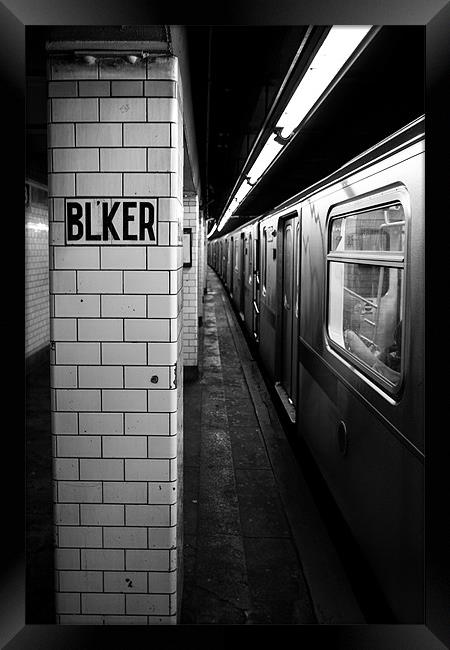 Bleecker Street platform - New York Framed Print by Simon Wrigglesworth