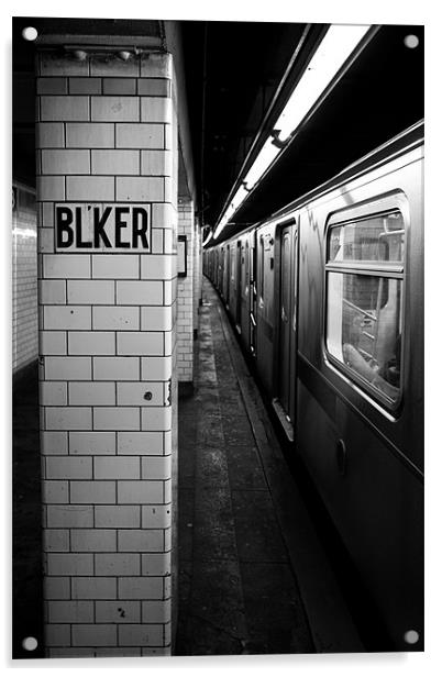 Bleecker Street platform - New York Acrylic by Simon Wrigglesworth