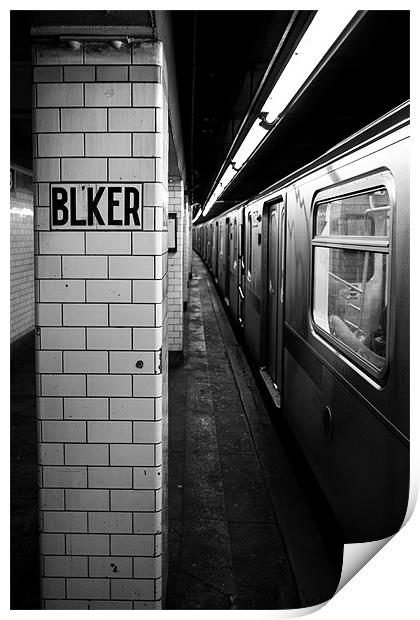 Bleecker Street platform - New York Print by Simon Wrigglesworth