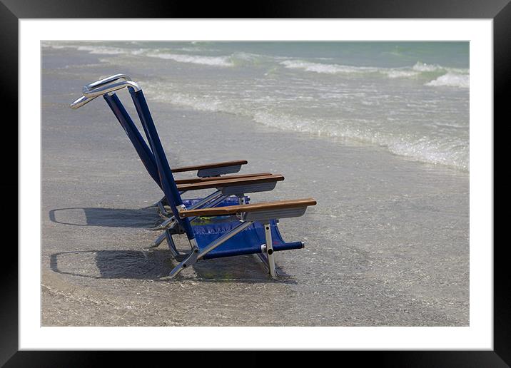Beach chairs at Anna Maria Island Framed Mounted Print by Jan Ekstrøm