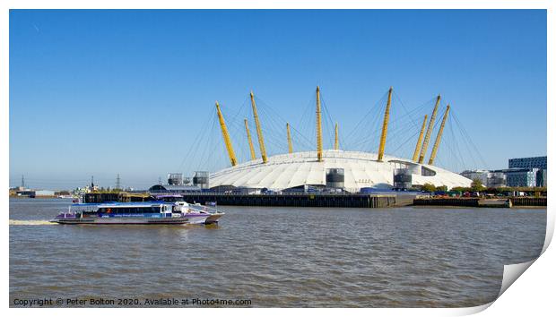 The O2 Arena from the River Thames at Greenwich, London. Print by Peter Bolton