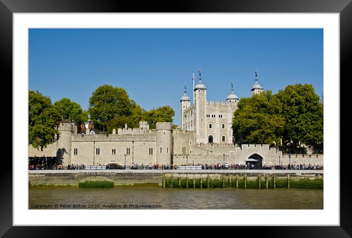  Tower of London from the river. London, UK. Framed Mounted Print by Peter Bolton