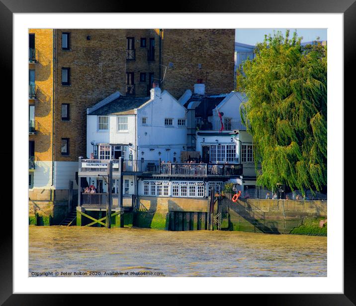 Historic Prospect of Whitby pub in Wapping, London Framed Mounted Print by Peter Bolton