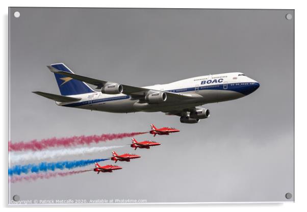 British Airways 747 with the Red Arrows Acrylic by Patrick Metcalfe