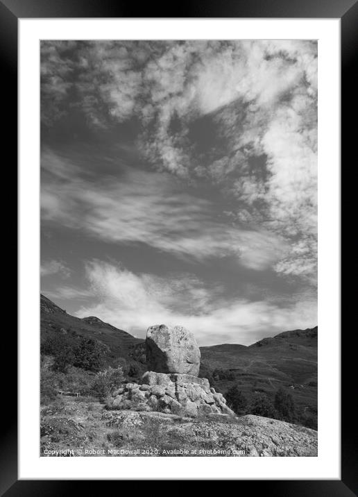 Bruce's Stone in Glen Trool Framed Mounted Print by Robert MacDowall