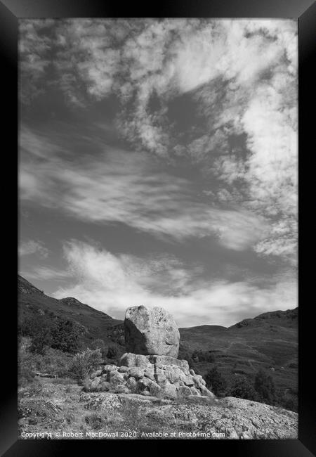 Bruce's Stone in Glen Trool Framed Print by Robert MacDowall
