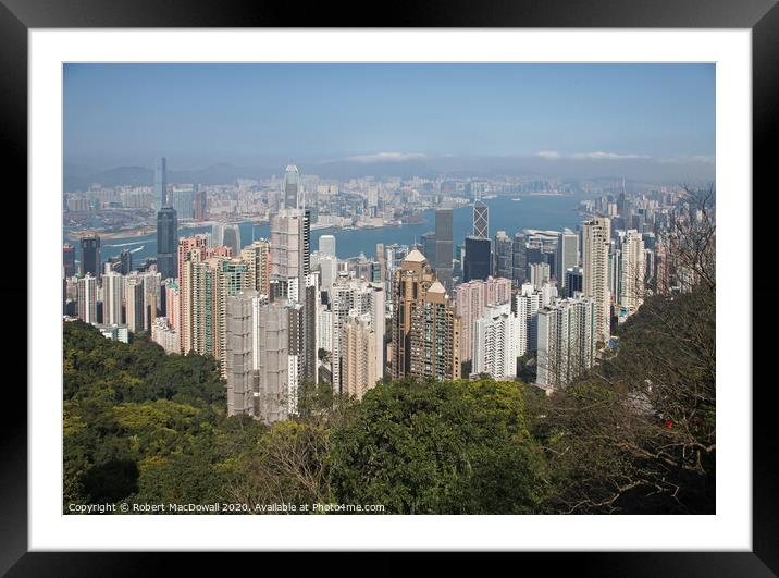 Hong Kong Island skyscrapers from Victoria Peak Framed Mounted Print by Robert MacDowall