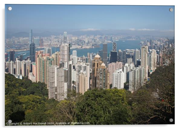 Hong Kong Island skyscrapers from Victoria Peak Acrylic by Robert MacDowall