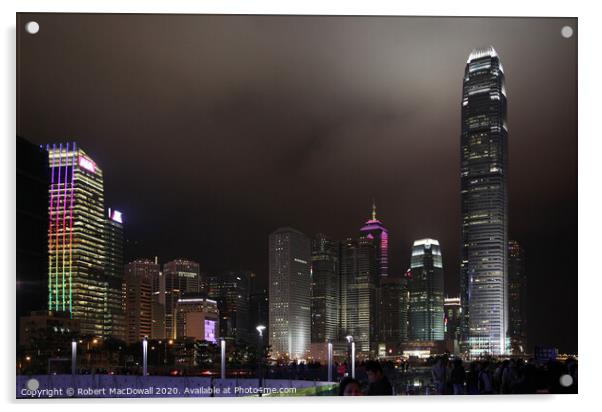 Hong Kong Island skyline at night Acrylic by Robert MacDowall