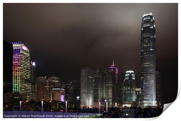 Hong Kong Island skyline at night Print by Robert MacDowall