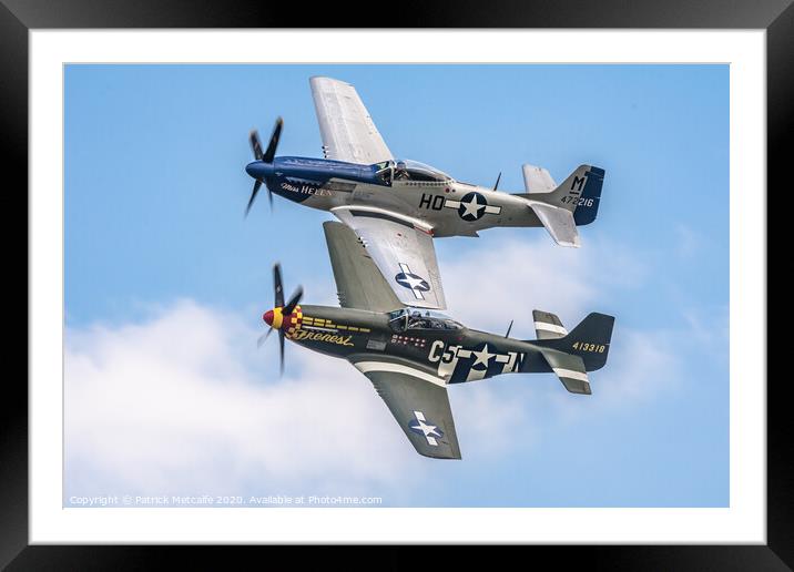 Pair of P-51 Mustangs in Formation Framed Mounted Print by Patrick Metcalfe
