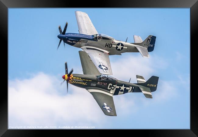 Pair of P-51 Mustangs in Formation Framed Print by Patrick Metcalfe