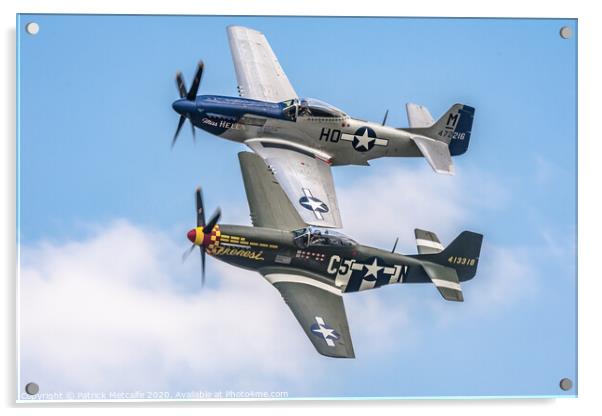 Pair of P-51 Mustangs in Formation Acrylic by Patrick Metcalfe