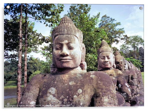 Statues of Angkor Wat, Cambodia  Acrylic by Kevin Plunkett