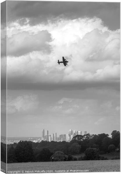 Avro Lancaster over London Canvas Print by Patrick Metcalfe