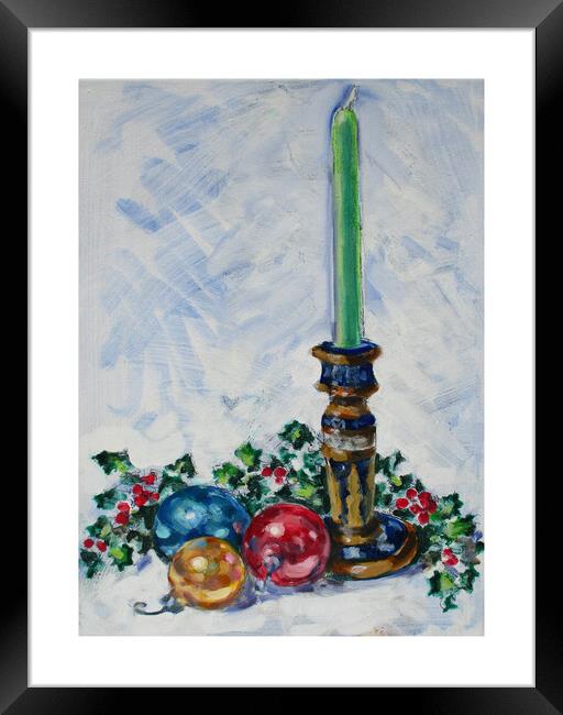 Holiday Candle with Ornaments and Holly Framed Print by Thomas Dans