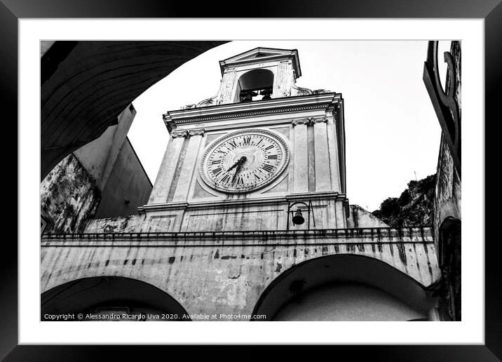 clock tower - Amalfi  Framed Mounted Print by Alessandro Ricardo Uva