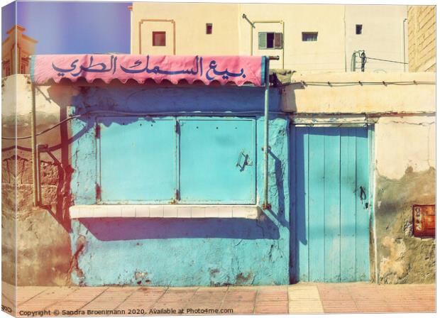 Shop front in Morocco Canvas Print by Sandra Broenimann