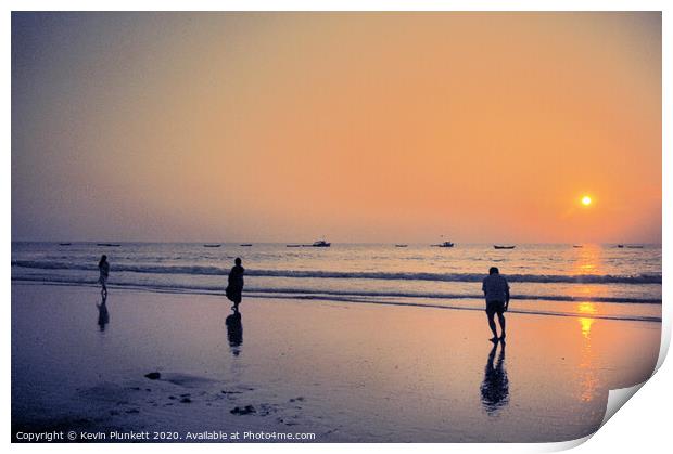 Sunset at Colva Beach, Goa India Print by Kevin Plunkett