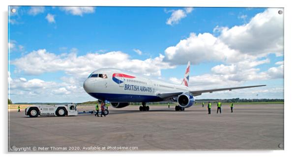 Beauty of a Retired British Airways 767 Acrylic by Peter Thomas