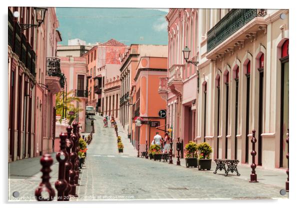 Santa Cruz Tenerife - Pink streets Acrylic by Craig Leoni