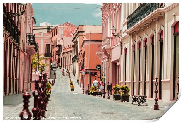 Santa Cruz Tenerife - Pink streets Print by Craig Leoni