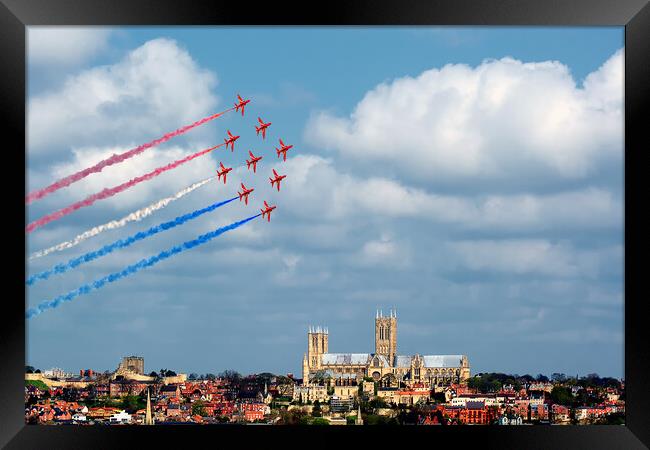 Red Arrows over Cathedral  Framed Print by David Stanforth