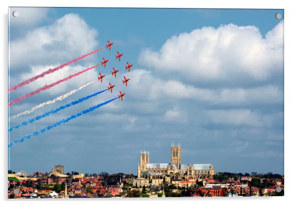 Red Arrows over Cathedral  Acrylic by David Stanforth