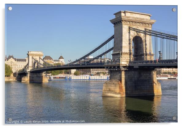 Chain Bridge - Budapest Acrylic by Laszlo Konya