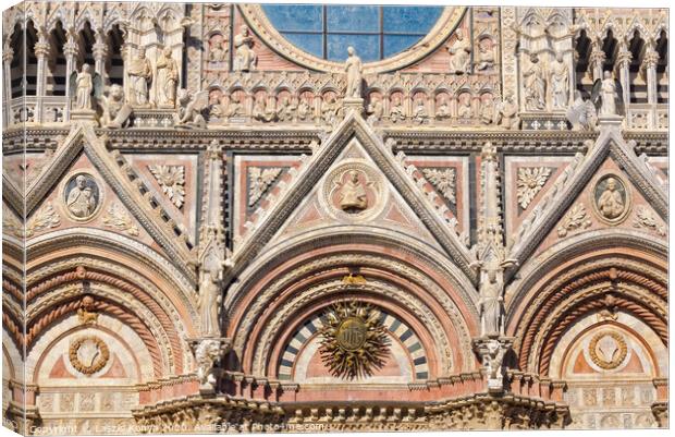 West Facade of the Duomo - Siena Canvas Print by Laszlo Konya