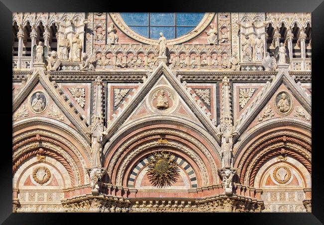 West Facade of the Duomo - Siena Framed Print by Laszlo Konya