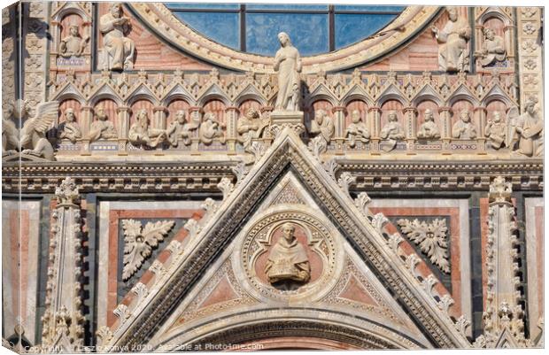 West Facade of the Duomo - Siena Canvas Print by Laszlo Konya